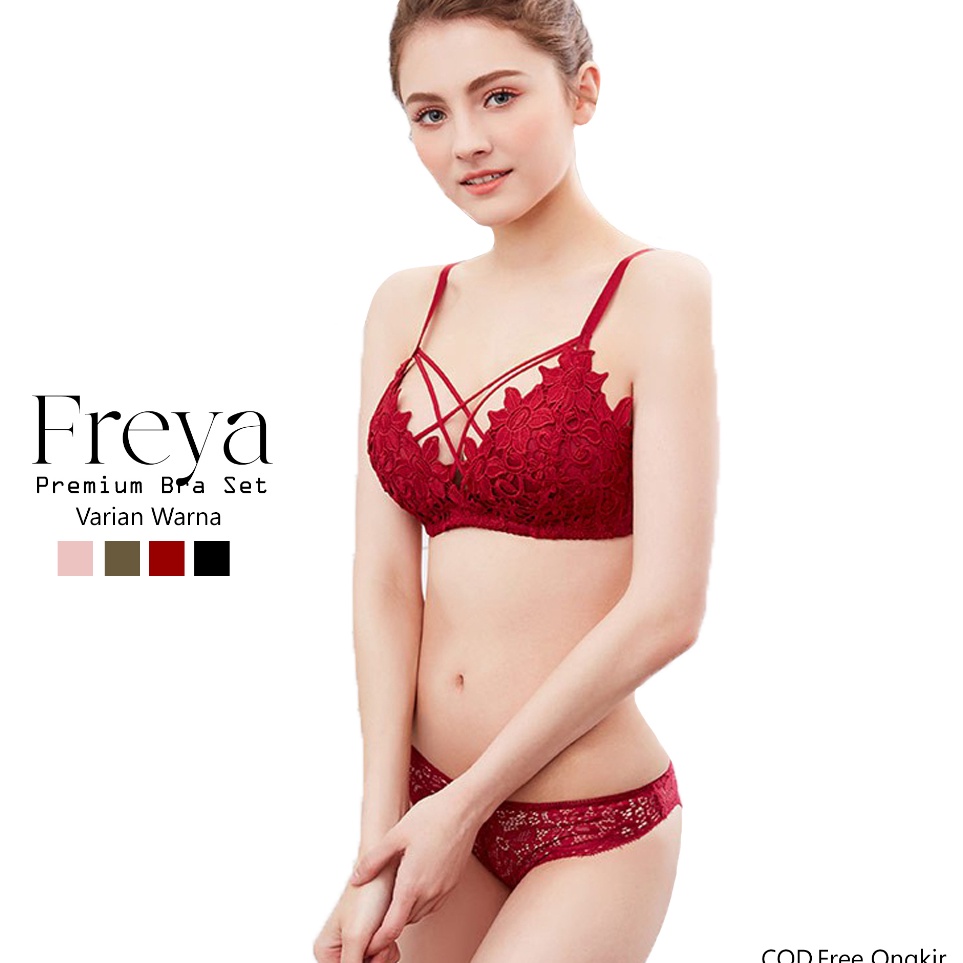 KODE B4K4 FREYA Bra Set BRA  CD Tanpa Kawat Busa Tipis Push Up Size 3438 Cup AB Justme Store