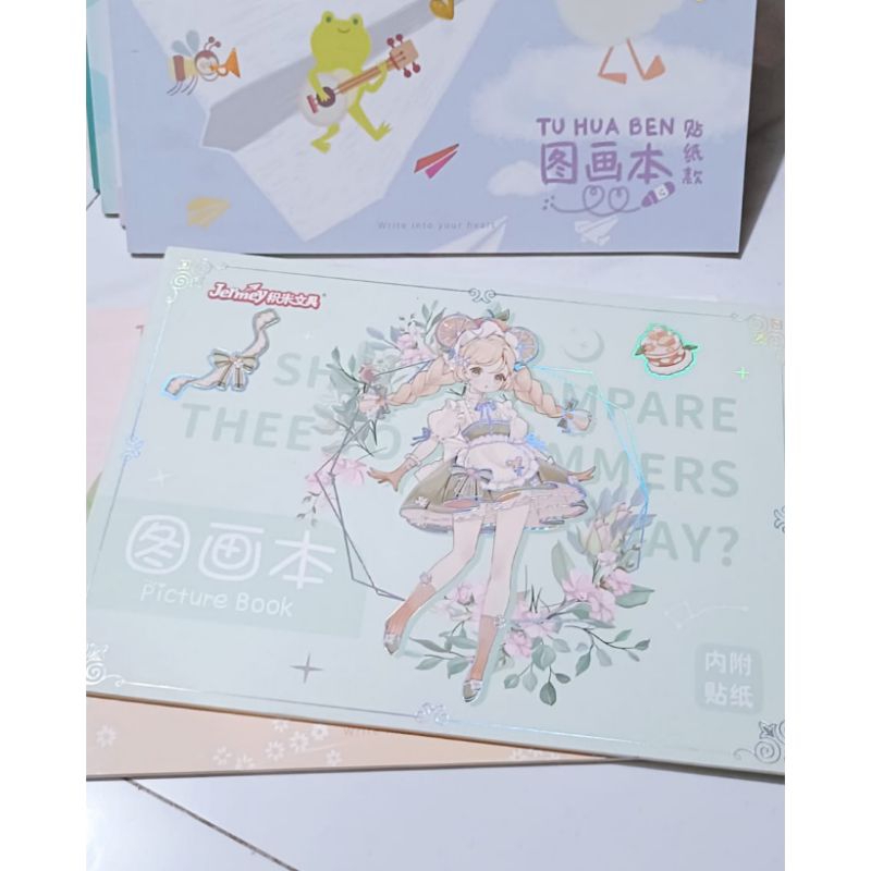 

(48HAL) Buku gambar + sticker kartun painting book A4 tebal