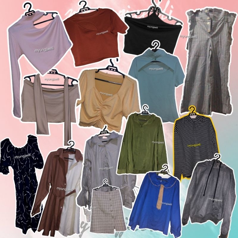 Pre♡ murah-murah baju kemeja hoodie dress celana panjang crop top pantai summer kulot jacket bahan h