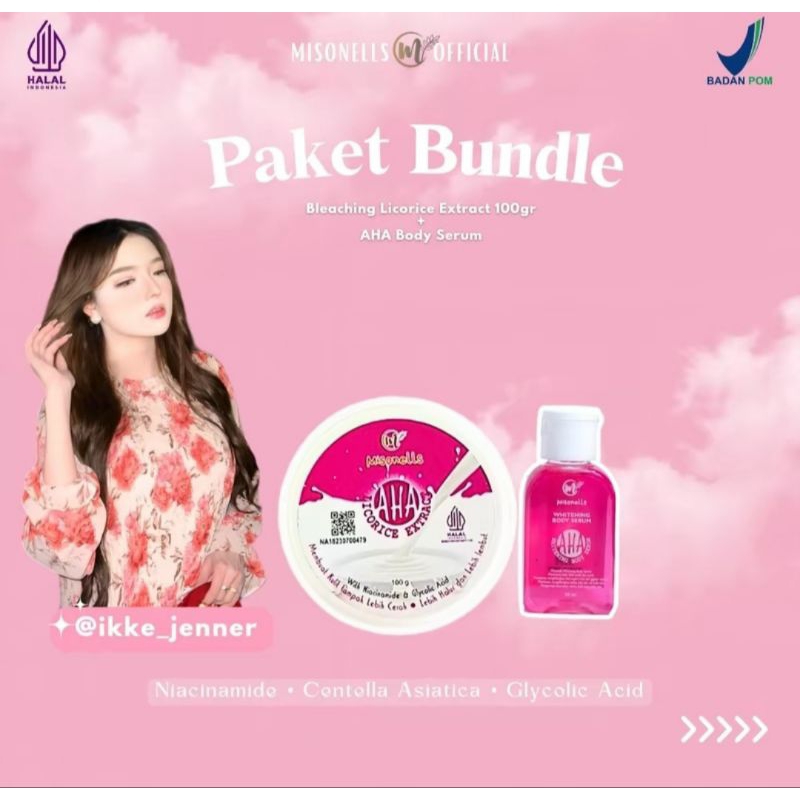 Bleaching Licorice + Aha Serum Misonells Pink Body Serum Pemutih Tubuh