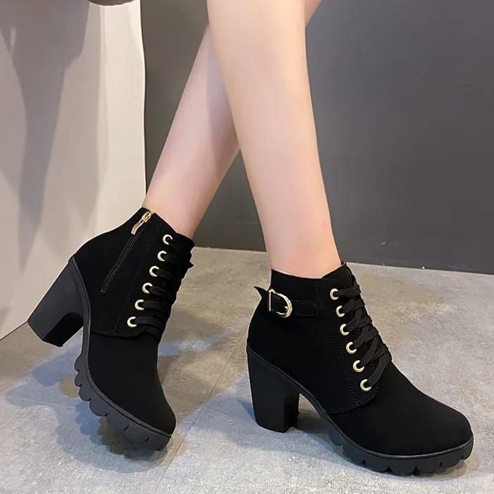 KF7 DS SEPATU WANITA KOREA BOOTS ZIPPER