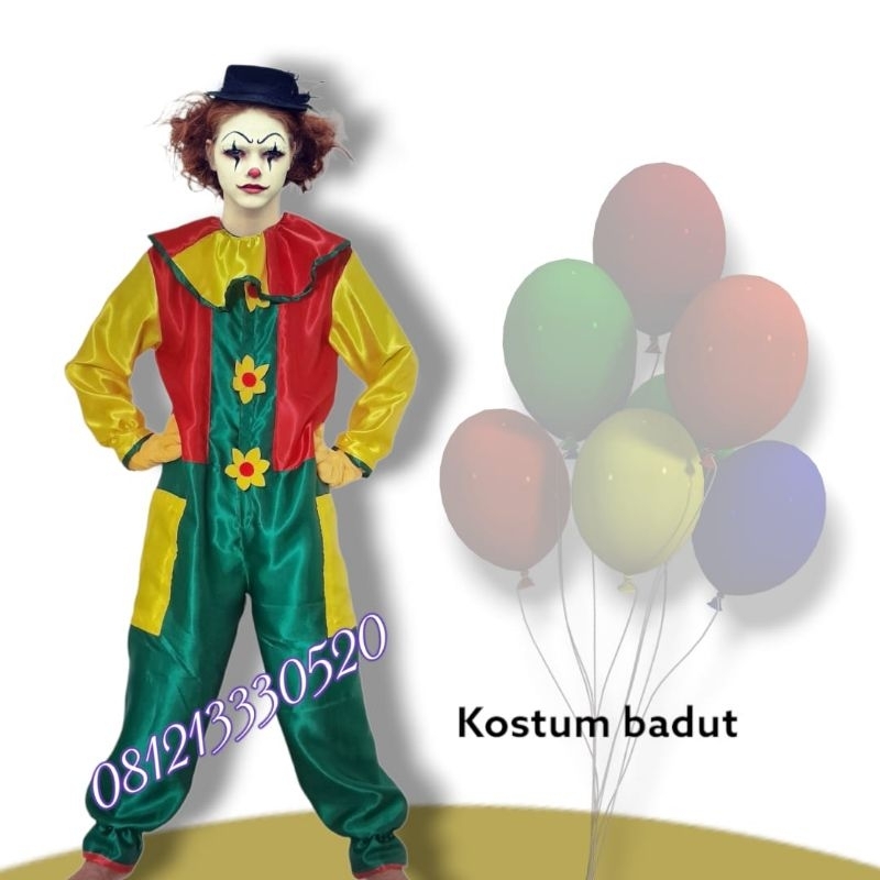 baju badut cosplay buat acar ulangtahun /kostum badut lucu/perlengkapan ulang tahun