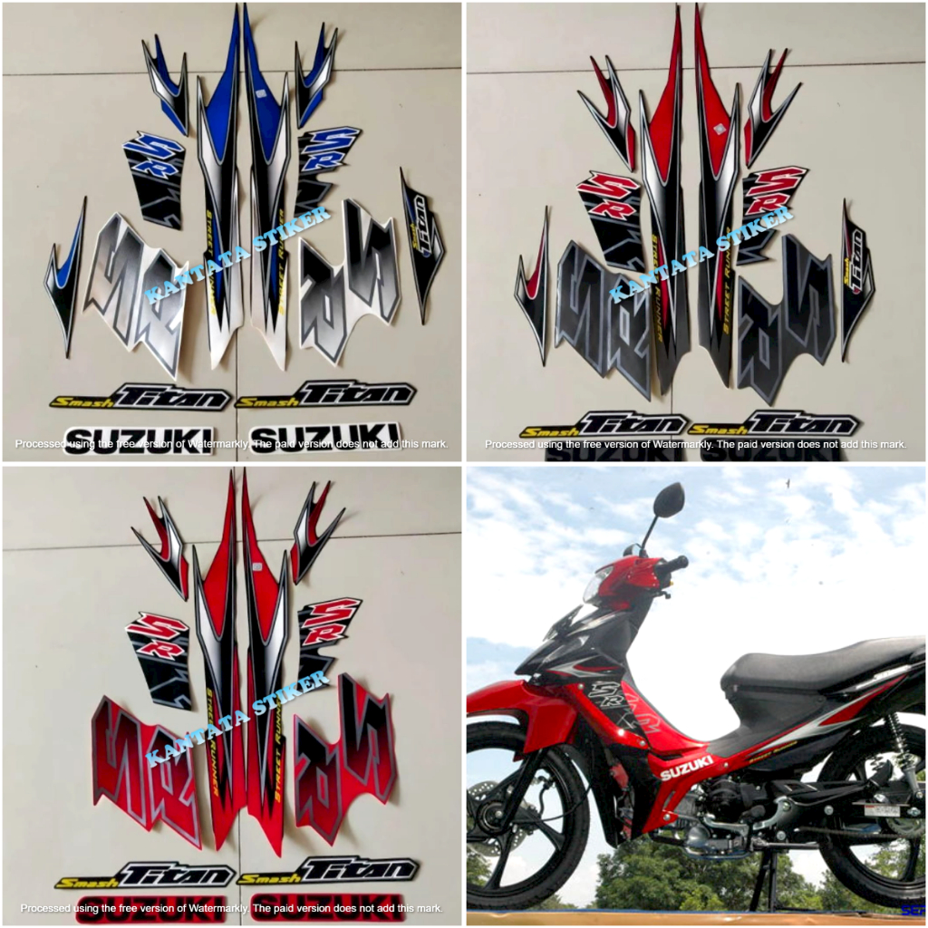 STIKER STRIPING LIS LES BODY MOTOR SUZUKI SMASH TITAN 110 SR 2012 2013 SEPASANG STANDAR FULL SET