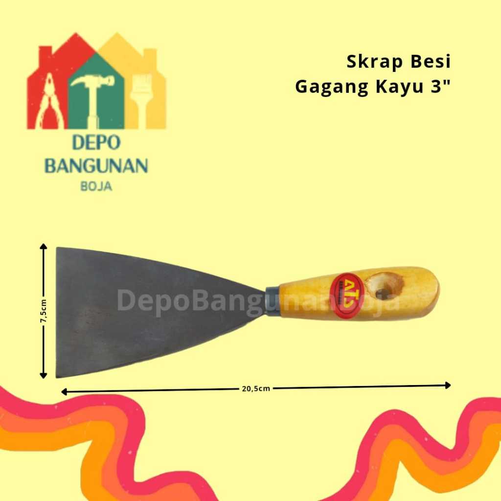 19.3 (3") Skrap Besi gagang Kayu / Skrap Besi / Scrapper
