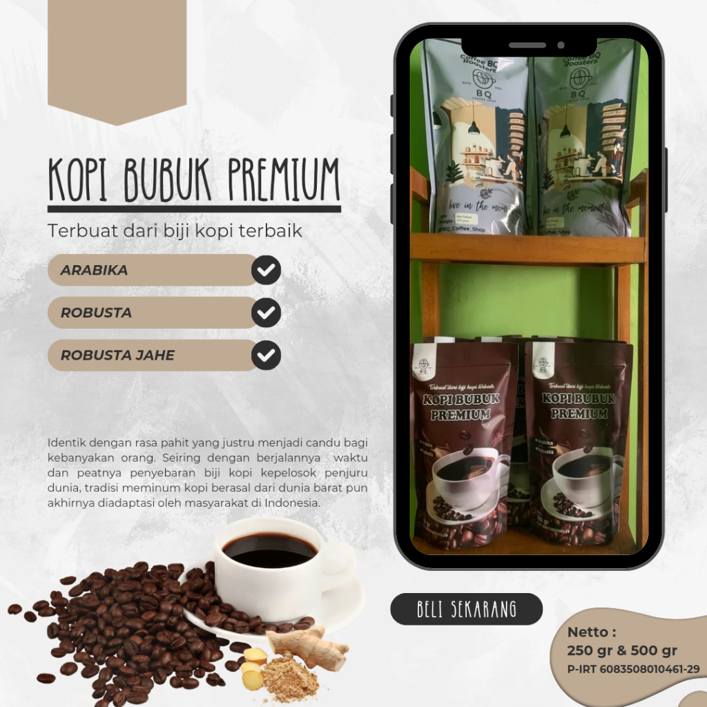 

Kopi Bubuk Premium, Kopi Arabika, Kopi Robusta