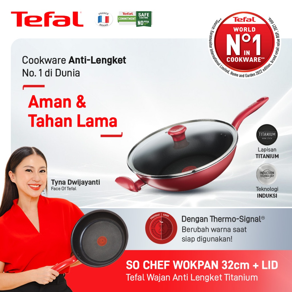 Tefal So Chef Wokpan 32cm + lid Panci Wajan