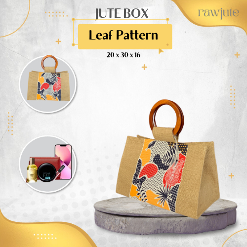 

Tas Kondangan | Tas Hampers goni premium | Tas Jute Leaf Pattern 20x30x16