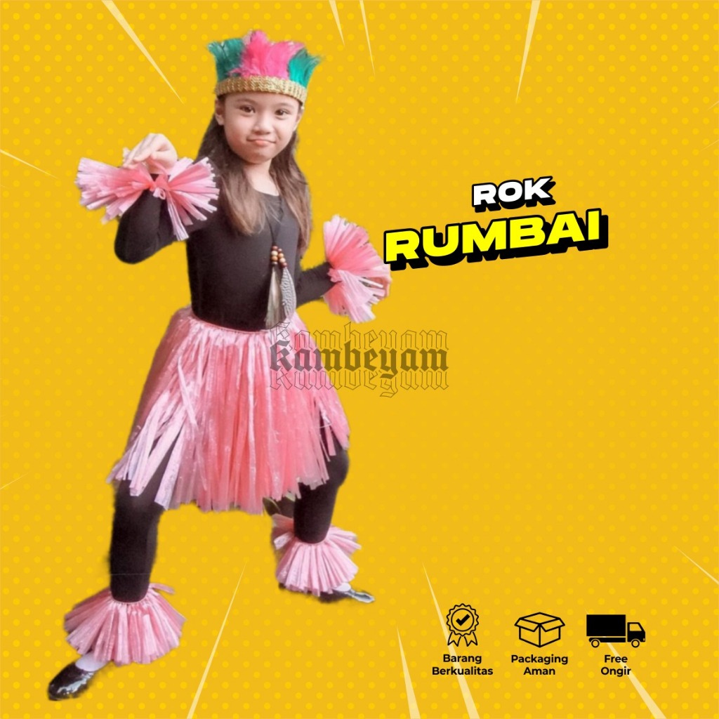 Rok rumbai merah putih handmade tali rafia DIRGAHAYU HUT RI