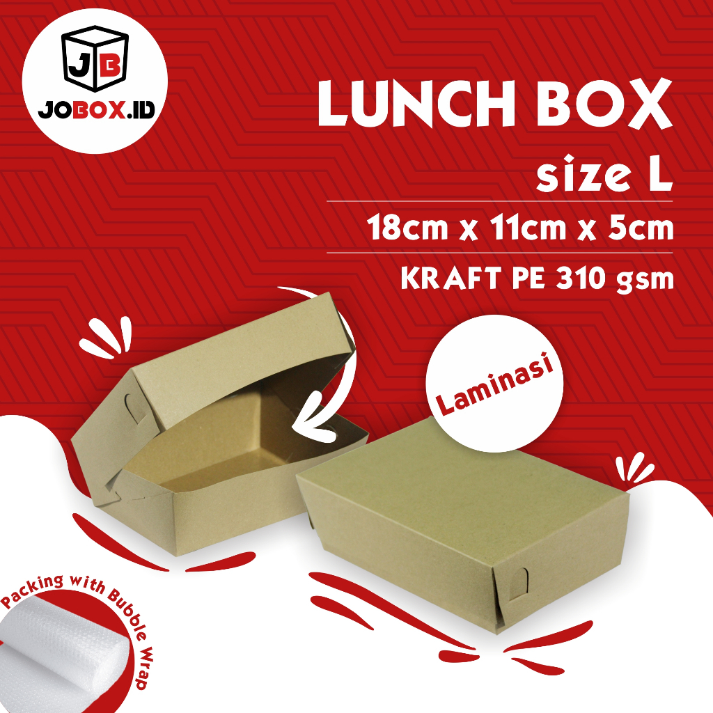 

Paper Lunch Box L Bahan Kraft 310 gsm FULL LAMINASI / Lunch Box Kraft / Lunch Box Kertas / Kardus makanan / Box Kardus Makanan / Box Fried Chicken / Kotak Ayam Geprek