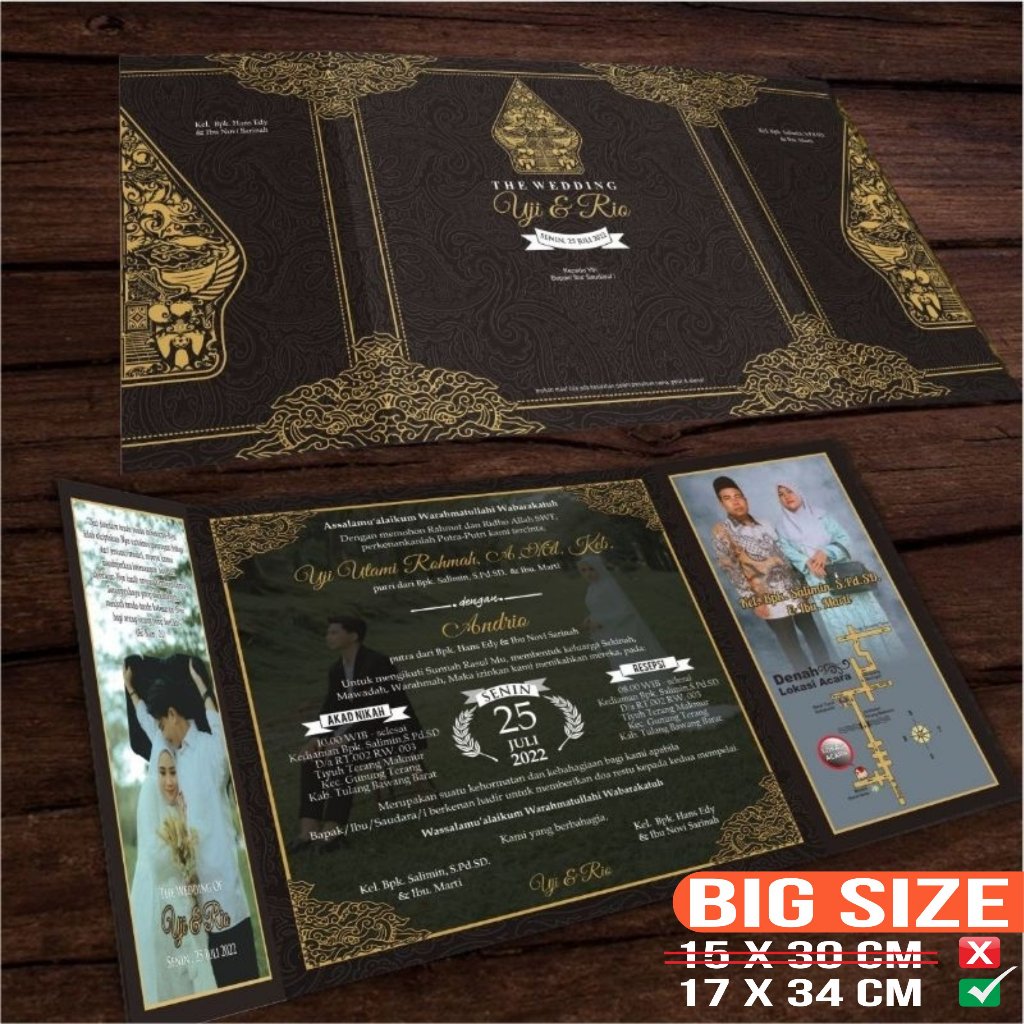 UNDANGAN PERNIKAHAN TEMA GUNUNGAN WAYANG JAWA PREMIUM [BIG SIZE] CUSTOM FOTO  GLOSSY