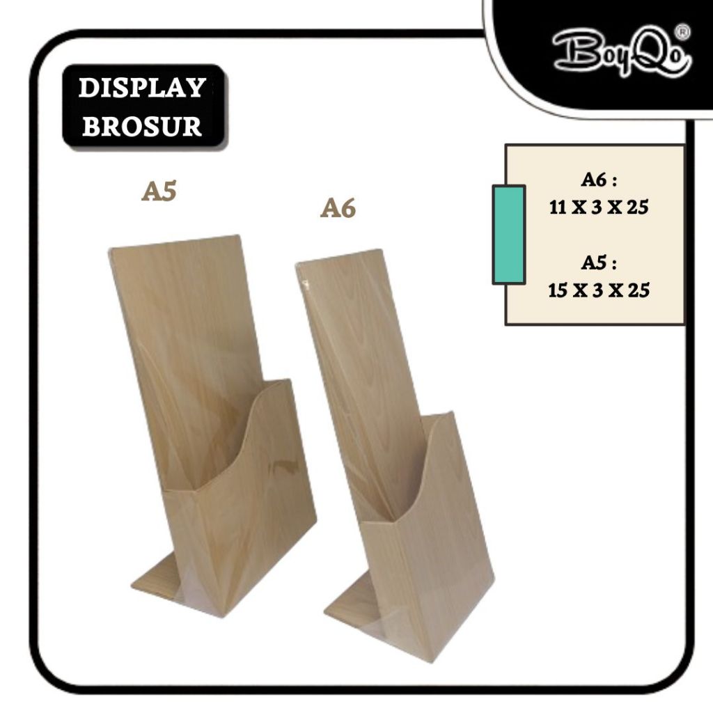 

BoyQo Tempat Brosur Motif Kayu - Display Brosur MDF untuk Menampilkan Brosur di Meja