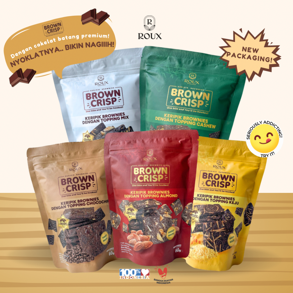 

Brown Crisp - Keripik Brownies / Brownies Crispy / Bronis / Brownis Kering (60g)