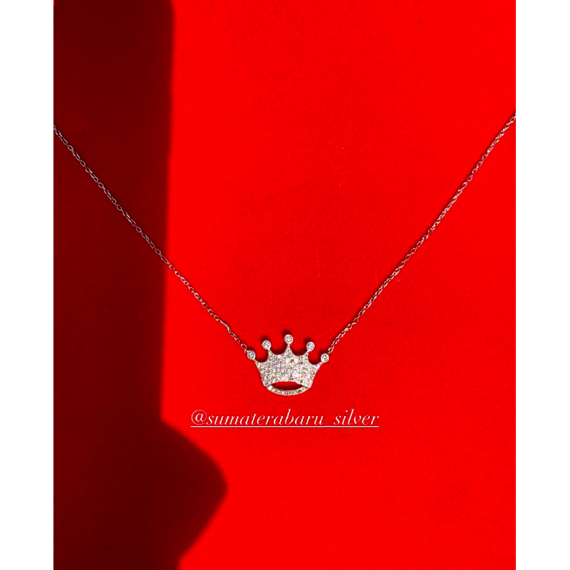 KALUNG LIONTIN MAHKOTA PERAK SILVER WANITA 925  -KALUNG ANTI KARAT