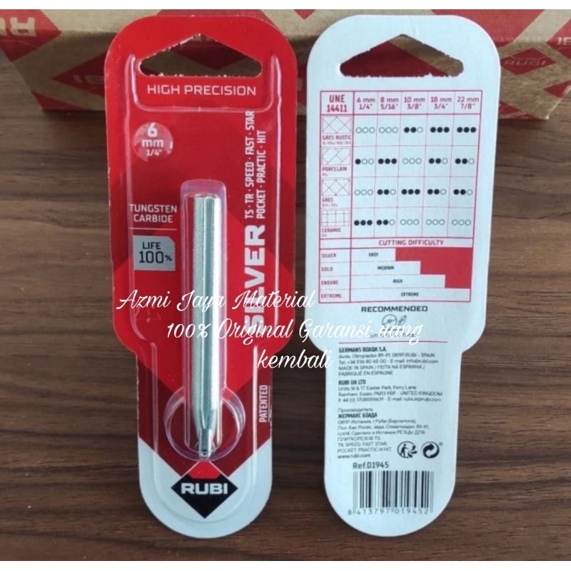 Pisau Potong granit Rubi 6mm Original Mata Pisau Pemotong Granit Kramik Tile Cutter Rubi 6 mm 1/4