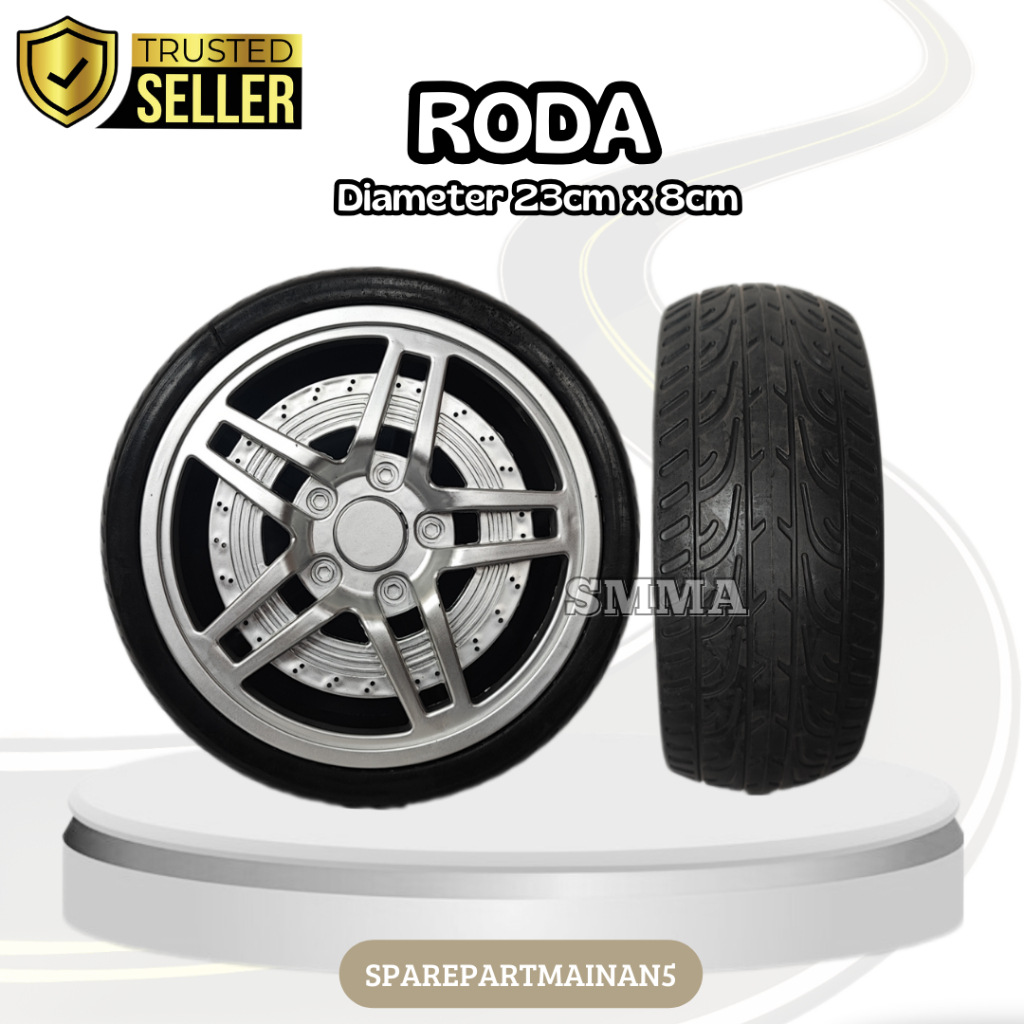 SMA5 || Ban Roda Mobil Mainan Aki Full Karet Ukuran 23cm x 8cm Mobil Mainan BMW/Pliko