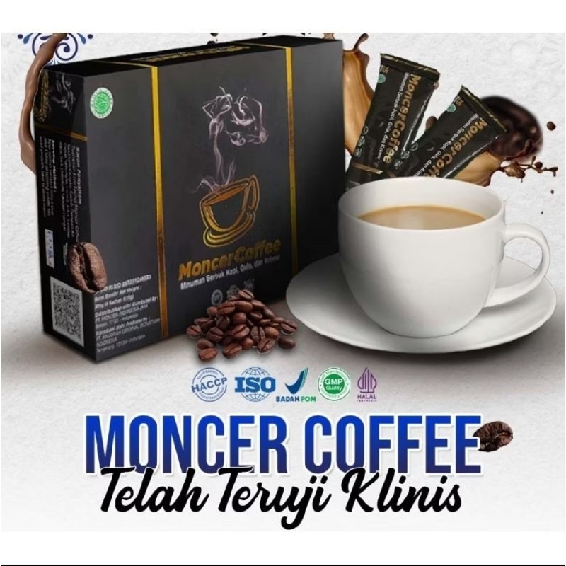 

MONCR COFFEE - Kopi Herbal Pria Dewasa Halal dan Sudah BPOM dari PT. AOBI 1 BOX 8 SACHET