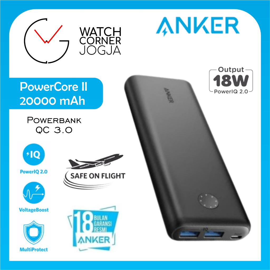 PowerBank ANKER PowerCore II 20000 mAh Quick Charge 3.0 Travel Safe ORIGINAL - A1260