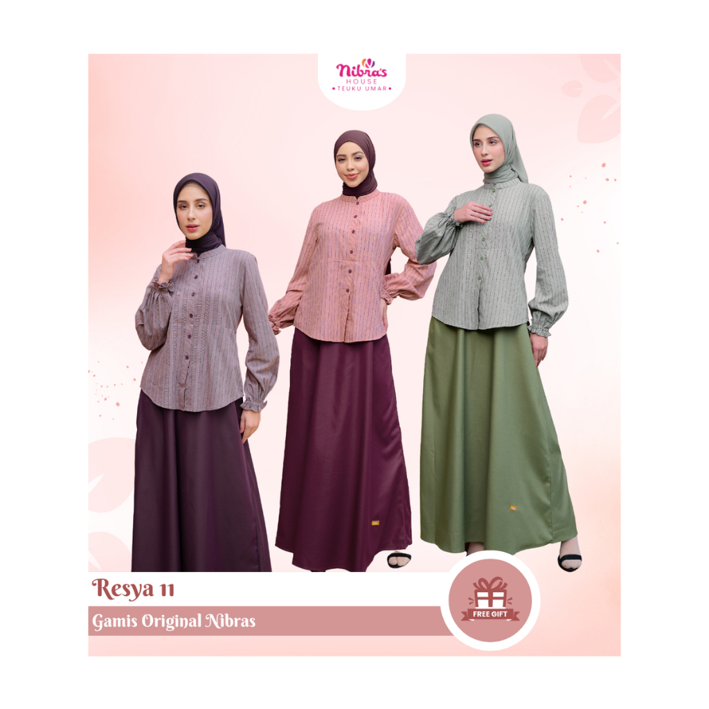 Gamis Motif Salur Simple Kekinian Nibras Resya 11 Bahan Katun Toyobo Nyaman Dipakai