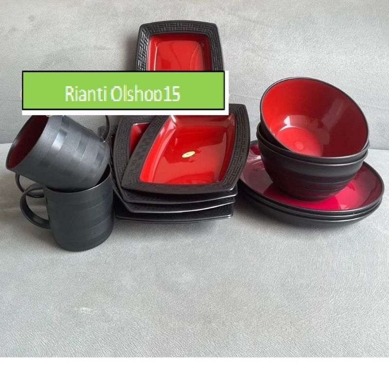 1 SET PIRING MAKAN ISI 3 PCS PIRING+3 PCS MANGKOK+3 PCS PIRING SAJI+3 PCS GELAS RAMEN PLASTIK TEBAL 