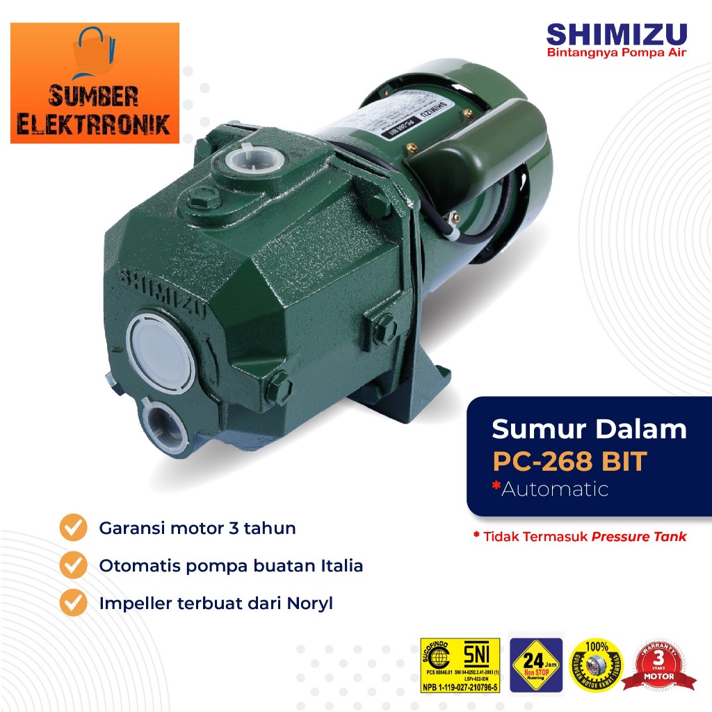 Pompa air Shimizu Jet Pump PC-268 BIT / PC 268 BIT / PC268 BIT (Tanpa tabung)