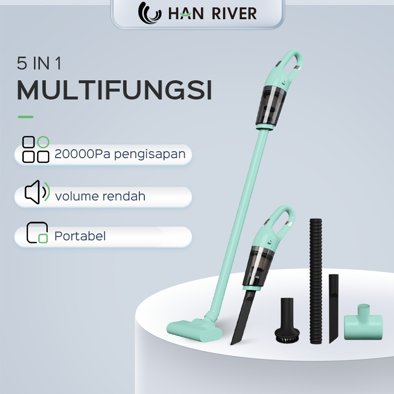 HAN RIVER Vacum Cleaner 20000Pa rumah dan mobil 5 in 1 Vacuum Cleaner  Pembatalan Kebisingan Bass