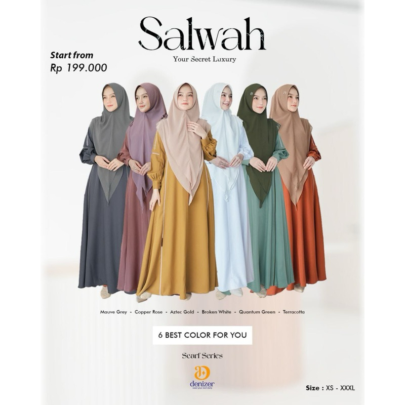 Set gamis SALWAH BY DENIZER.Gamis premium harga murah