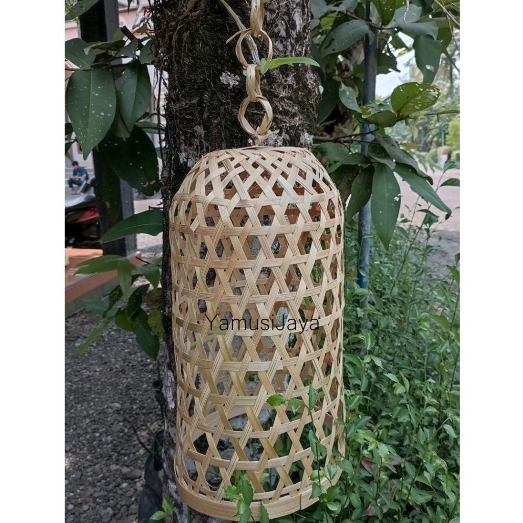 Kap Lampu Bambu Gantung - Lampion Gantung Bambu Dekorasi Cafe Aesthetic