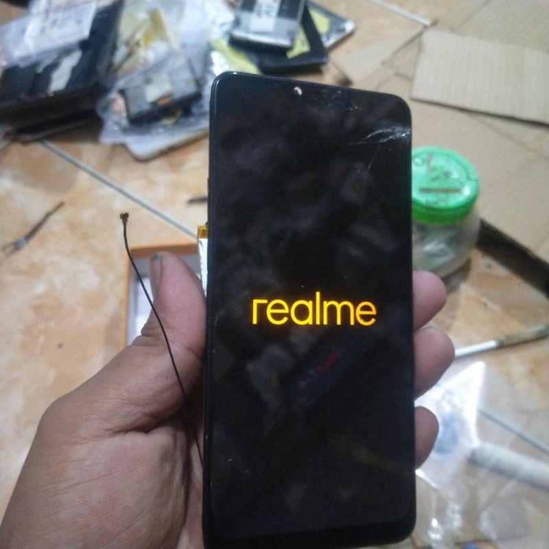 lcd tc retak hp Realme c1 Oppo A3s cph1853 lcd minus retak tapi sentuh normal udah tested