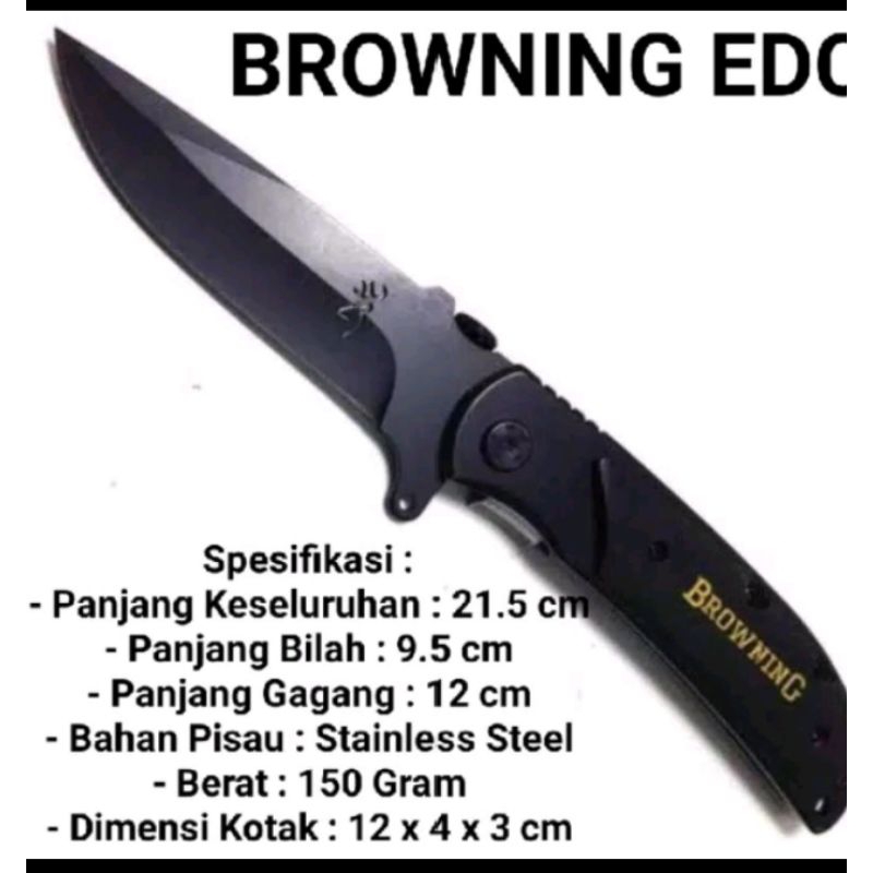 Pisau Lipat Browning Black Pisau Lipat Hunting EDC BROWNING  HITAM TACTICAL OUTDOOR SURVIVAL