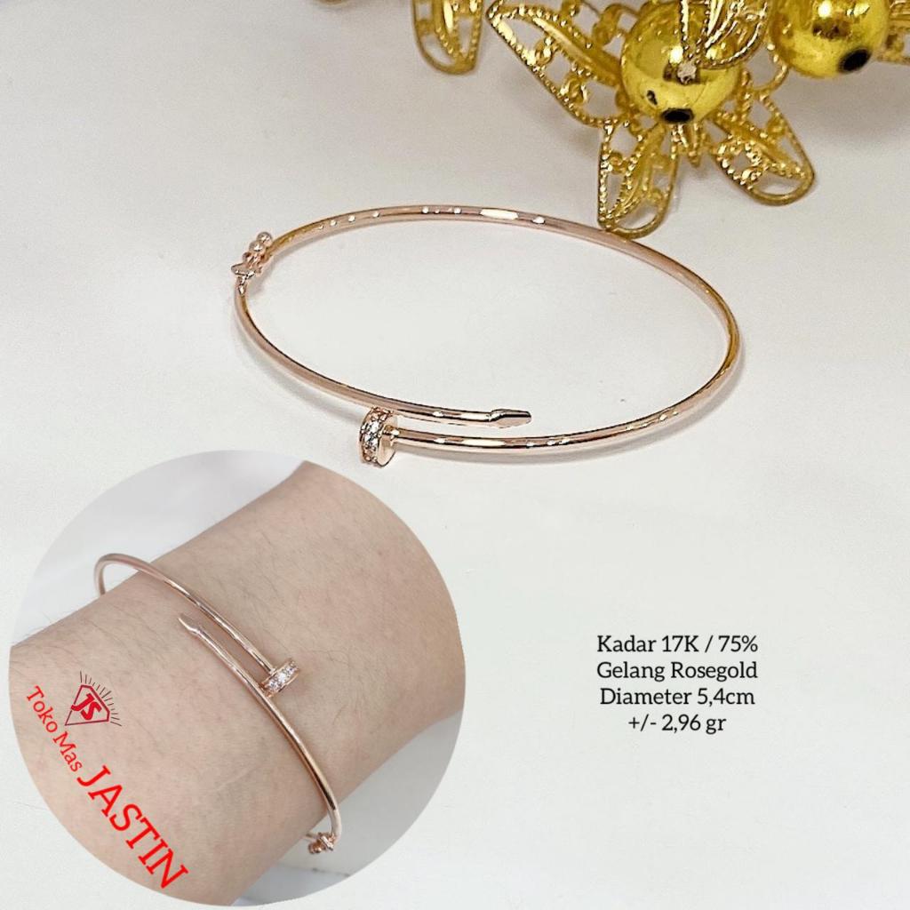 gelang new paku tipis rosegold kadar 17k/750