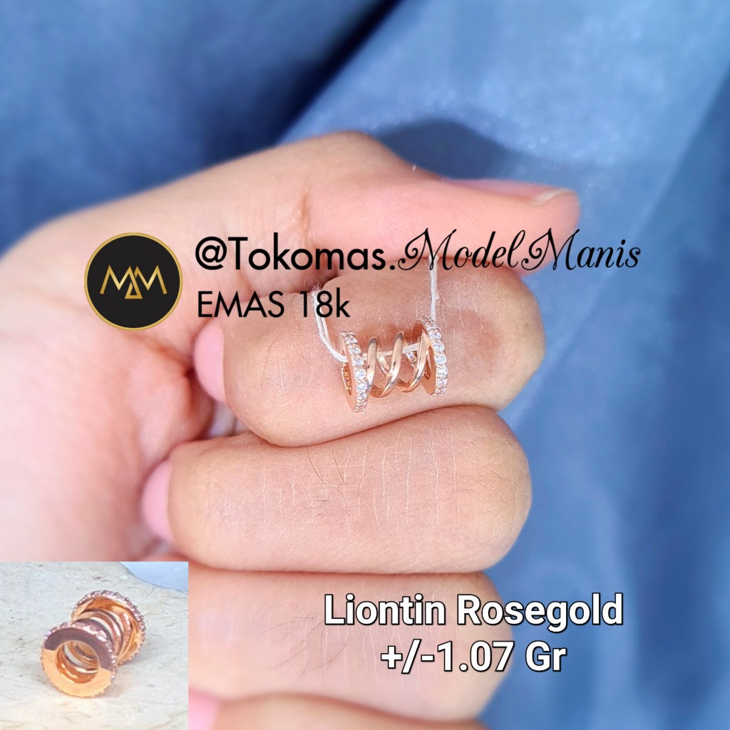 Liontin Ring Spiral Rosegold AU 750 kadar 18k