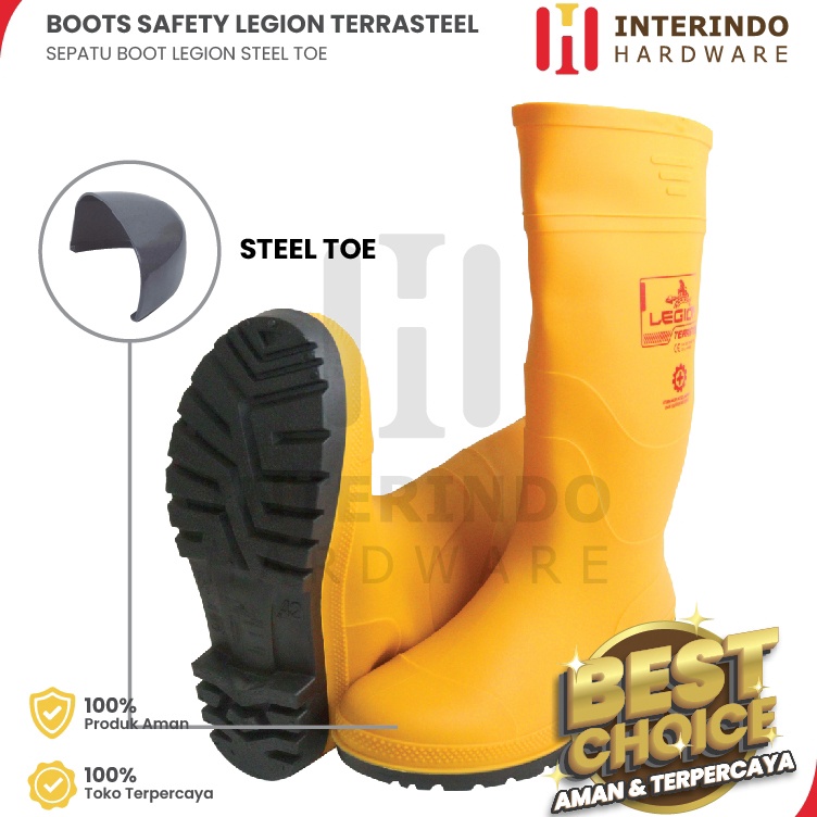 Sepatu Boot Rubber Safety LEGION TERASTEEL Steel Toe Proyek KODE I7L9
