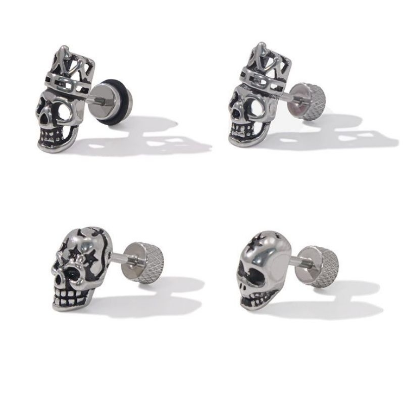 COD 1Pcs Anting Tindik Titanium ( Model Tengkorak ) Anting Tindik Pria Wanita