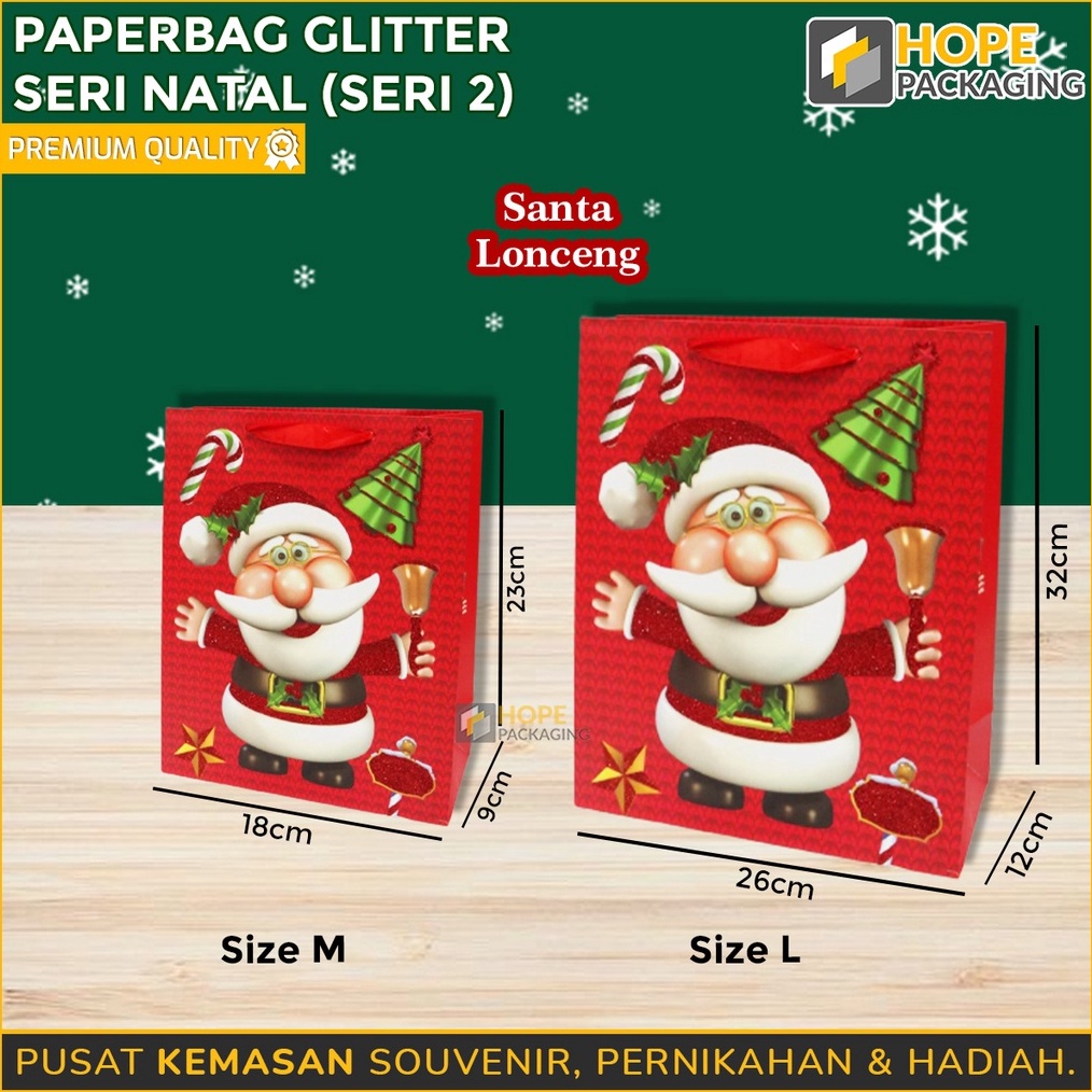 

SPONTAN Paper Bag Glitter Natal Besar 26x12x32 cm Paper Bag Tas Bingkisan Hampers Natal Tas Souvenir Tote Bag Goodie Bag Natal Tas Hampers Kado Tas Hadiah Paper Bag Santa