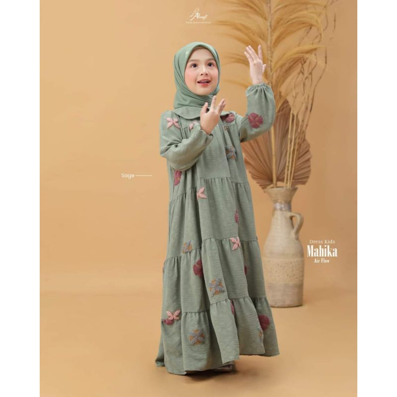 Mahika dress kids ArRafi // Baju gamis dress canda anak motif bunga cantik lucu adem nyaman terbaru 