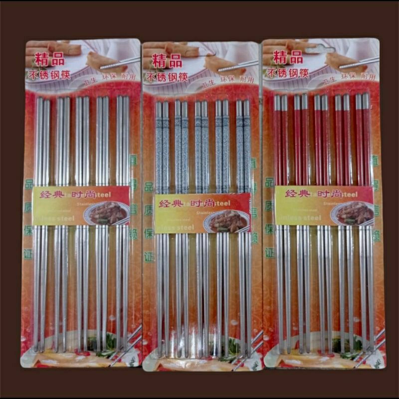 Sumpit Stainless steel 1 pasang Sumpit Motif/Sumpit Korea/Sumpit Polos Medan Sumatra Utara