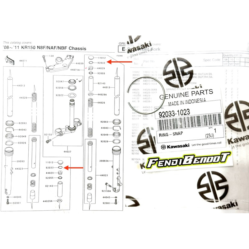 RING SNAP KLIP PENGUNCI ATAS AS SHOCK SKOK DEPAN NINJA R SS ORIGINAL 92033-1023