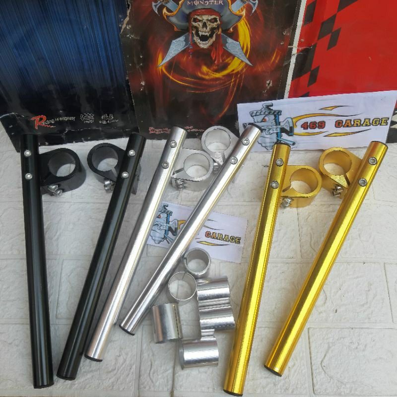 Stang Clip On 10° Almunium CNC Impor As 26 30 31 33 | Stir Drag/Jepit Fu Tiger Cb Gl MegaPro Vixion 