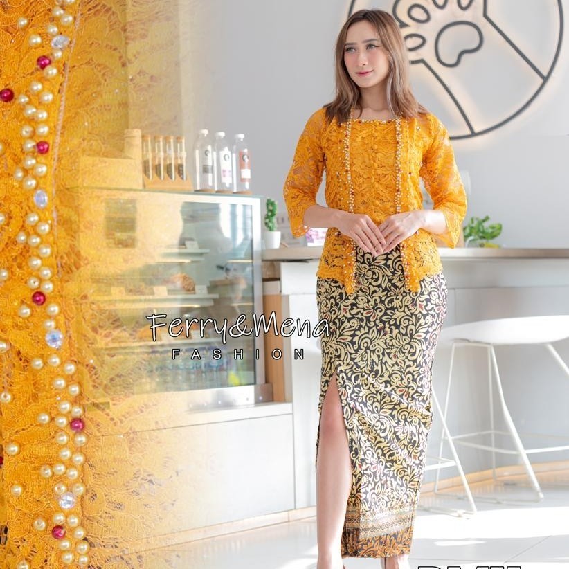 Setelan Kebaya Brokat Kutu Baru Payet Dan Rok Span Kebaya Wisuda Mewah Kebaya Bali