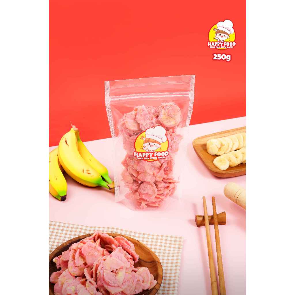 

Kripik Pisang Strawberry Lumer Happy Food Renyah 250 gram