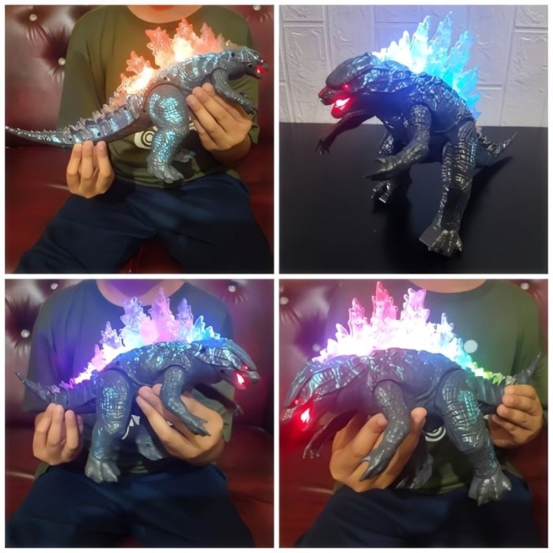 Mainan Godzilla Besar Nyala Baterai Jalan Lampu Suara Dinosaurus Batre Anak Edukasi