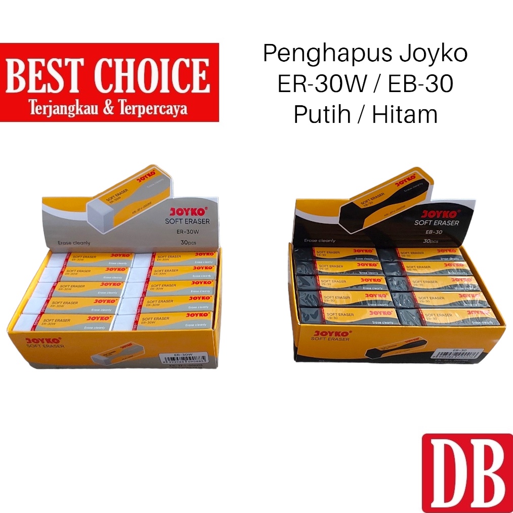 

3 pcs Penghapus Eraser Joyko Sedang EB3 Hitam ER3W Putih 3pcs m A2A2