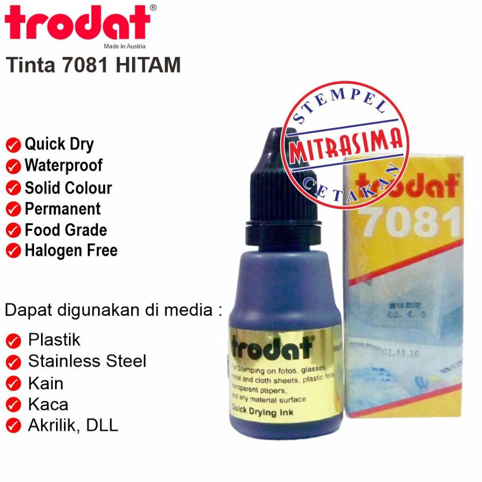 

Tinta untuk plastik kaca keramik Trodat 781 warna Hitam d U5X6