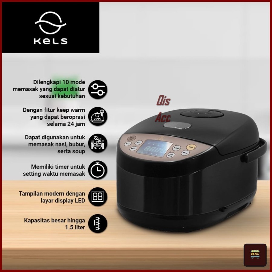 KELS Warren Rice Cooker Multi Cooker Digital 400 Watt 3.5 Ltr - Copper