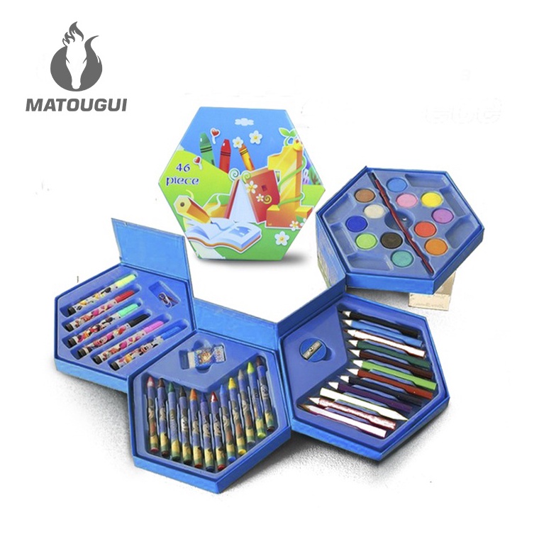 

MATOUGUI Crayon Set Susun 4 Pensil Warna isi 46 pcs Cat Air Lukis Alat Gambar Murah CBTZ y A1U5