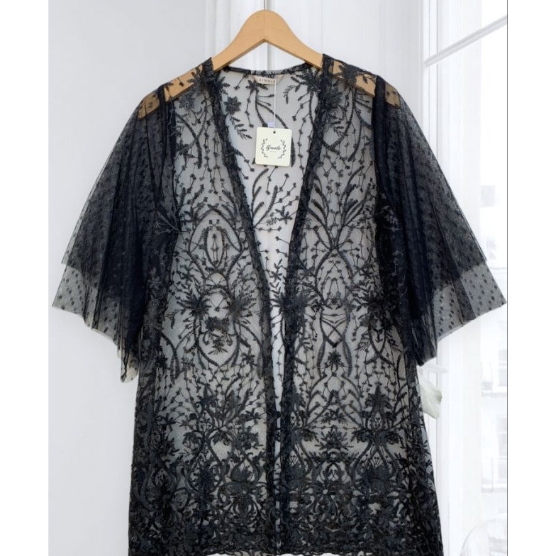 KODE V38C Long outer brokat tile  outer brokat panjang  Ajmala