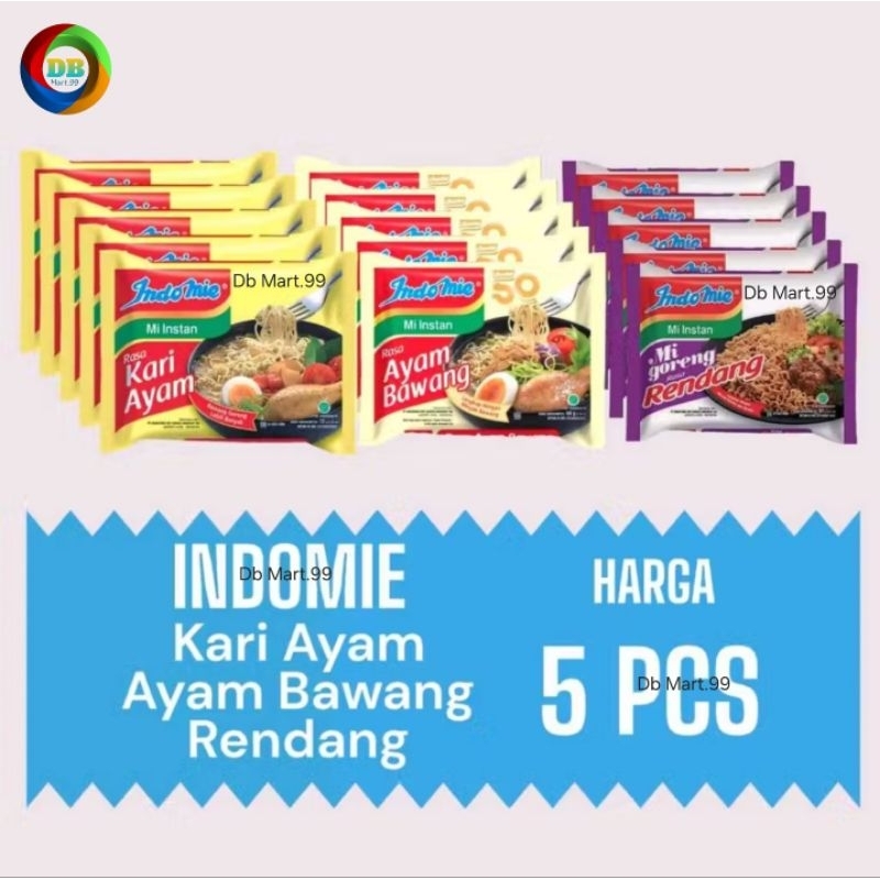 

Promo..!!! INDOMIE HARGA 5 Pcs - Rasa Ayam Bawang, Rasa Kari Ayam dan Rasa Rendang