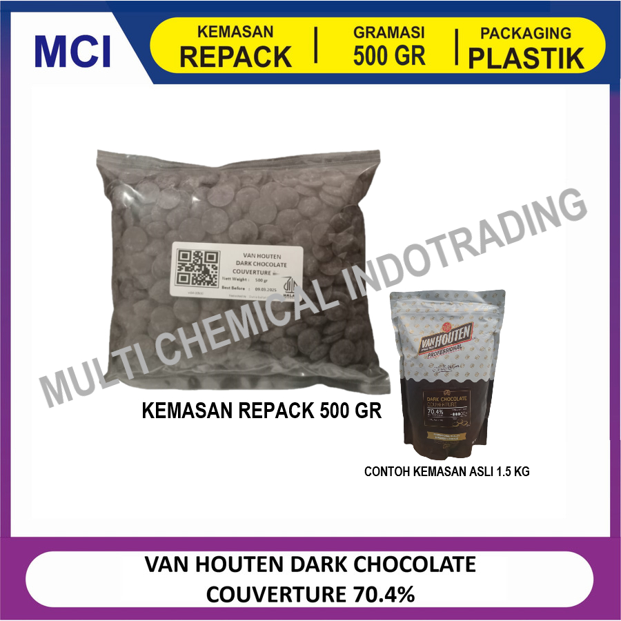 

VAN HOUTEN DARK CHOCOLATE COUVERTURE 70.4% - REPACK 500 GR