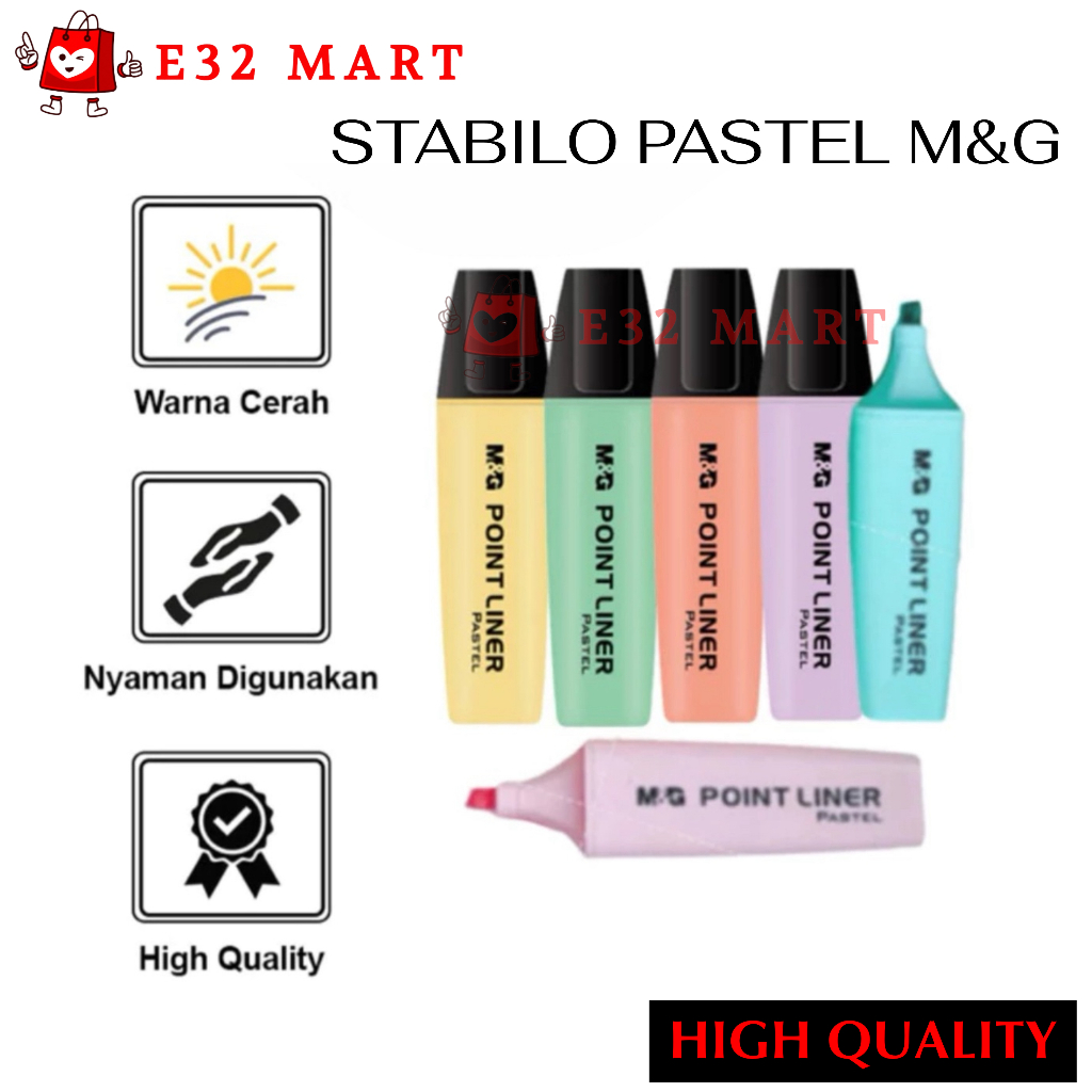 

E32 - ATK012 Stabilo Highlighter Pen Warna Pastel Series / M&G Highlighter Pen / M&G Point Liner / Stabilo Highlighter / Stabilo Penanda