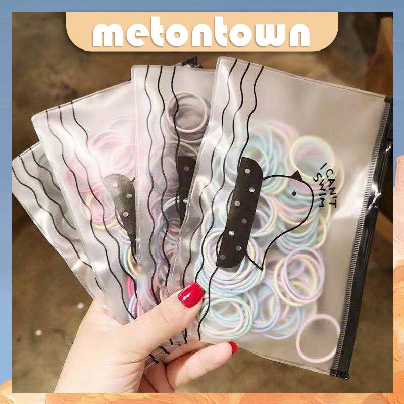 Metontown - [100 Pcs] Ikat Rambut Anak Dewasa Ikatan Rambut Polos Elastis